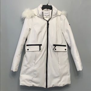 10 Crosby Derek Lam White Jacket Coat w Fur Trim M